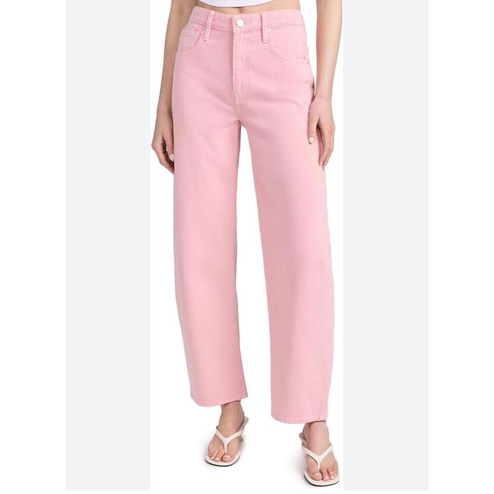Frame Le Jane Wide Leg Crop Pink High Waisted Baggy Loose Girly Preppy Sz 34 NWT